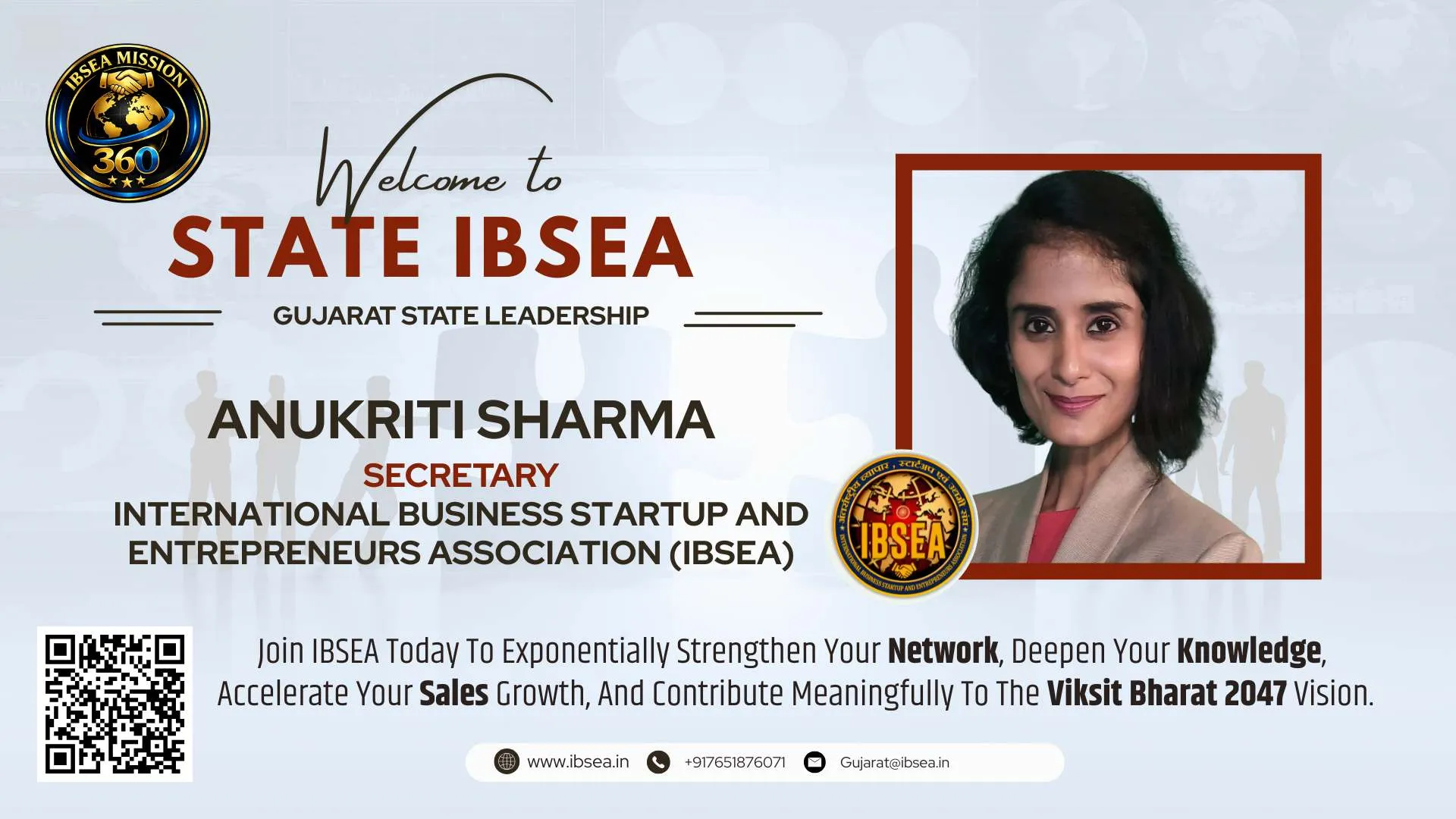 Anukriti Sharma Has Been Appointed As Secretary For IBSEA Gujarat State.